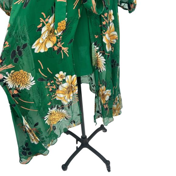 Alice + Olivia Coco Dress Floral Print Long Sleeve Silk Green Size US 2 - Picture 7 of 16